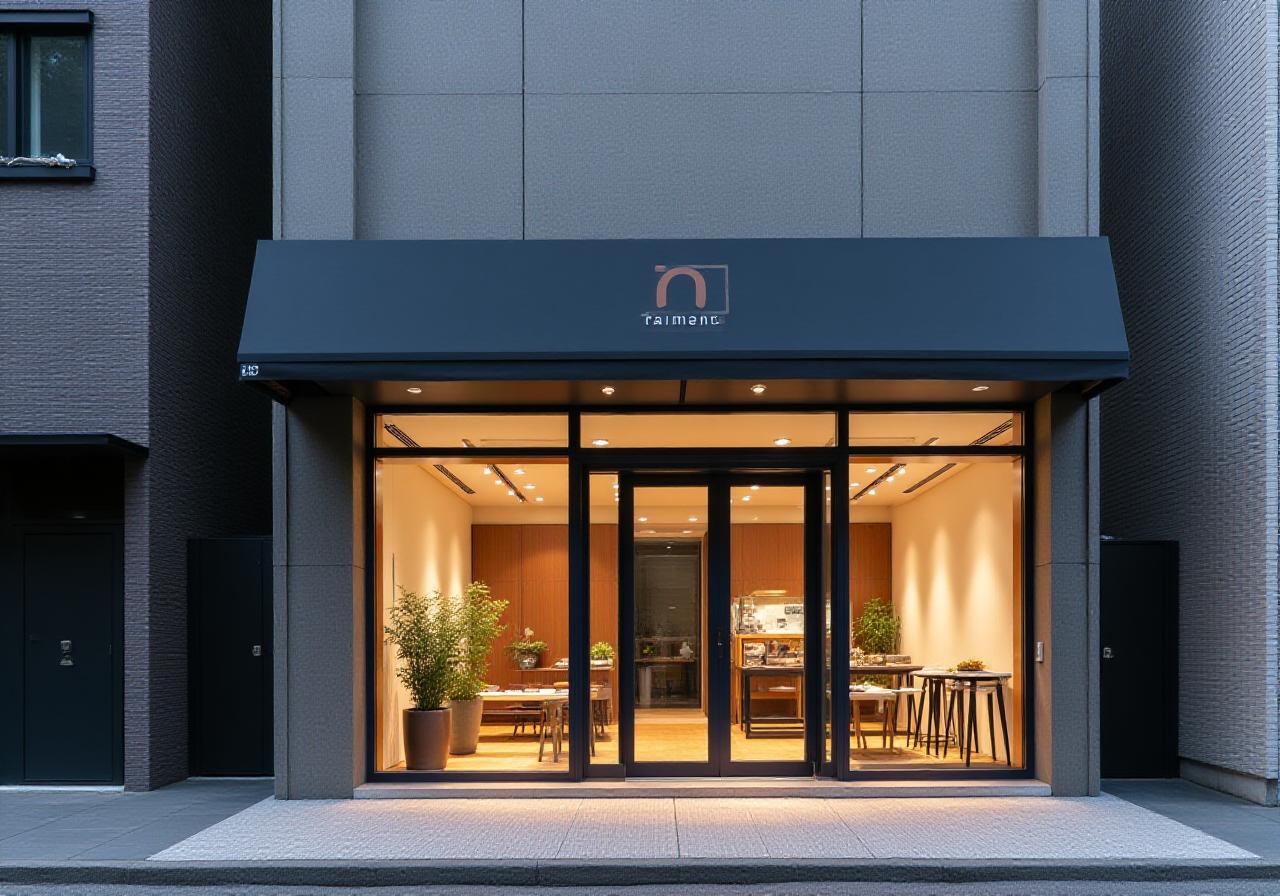 北青山にあるRonin Raimentの店舗兼工房のスタイリッシュな外観